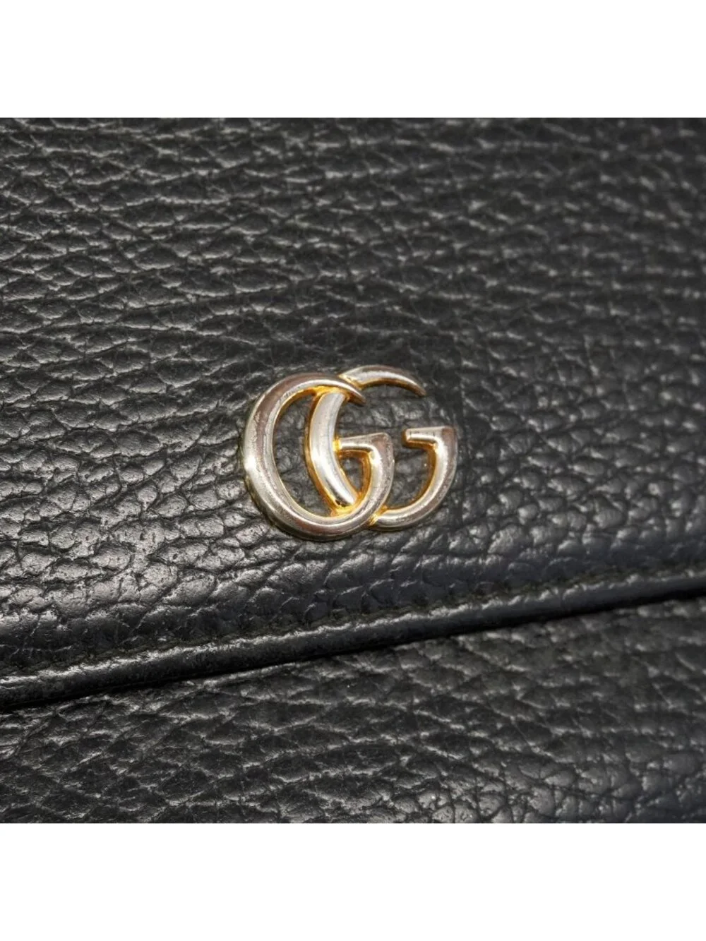 Gucci Wallet GG Marmont Leather Black Gold